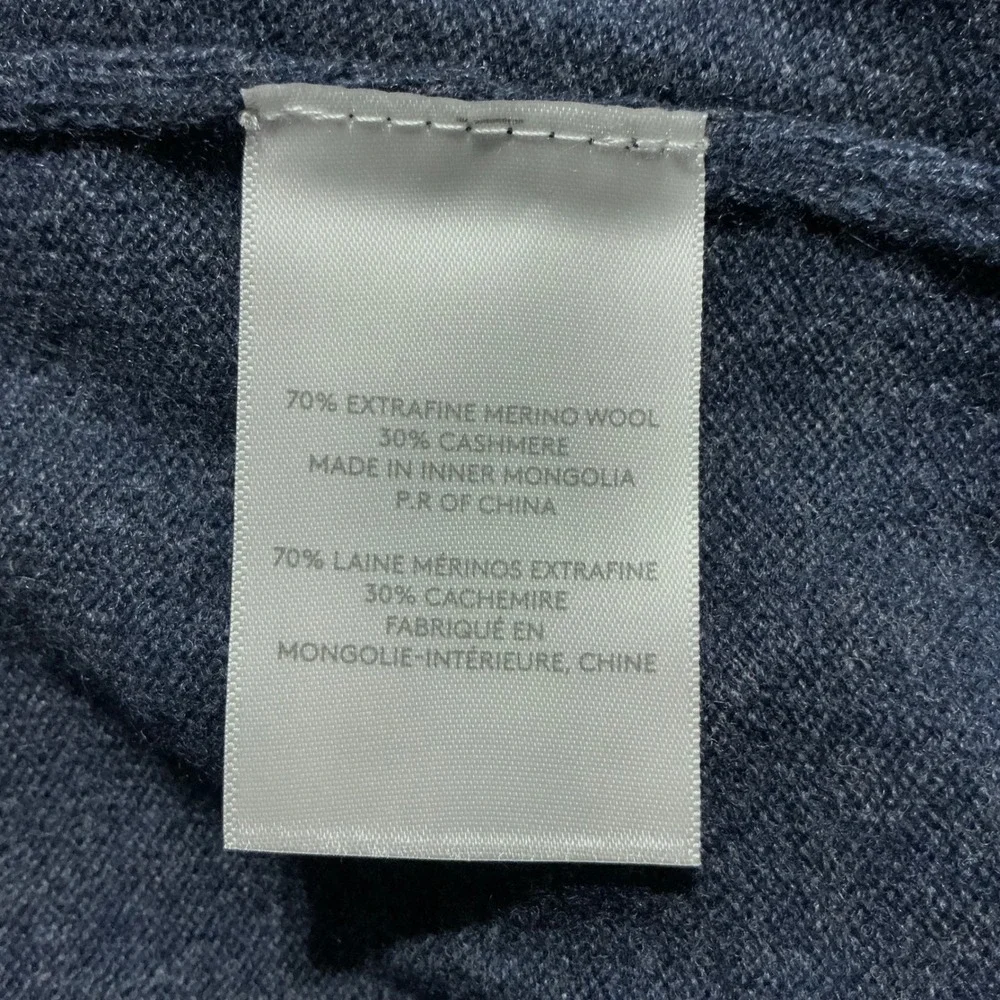 NEW Lorenzo Uomo 1/4 Zip Sweater Men's XL Merino Wool Cashmere Blend Blue NWT - Picture 4 of 9